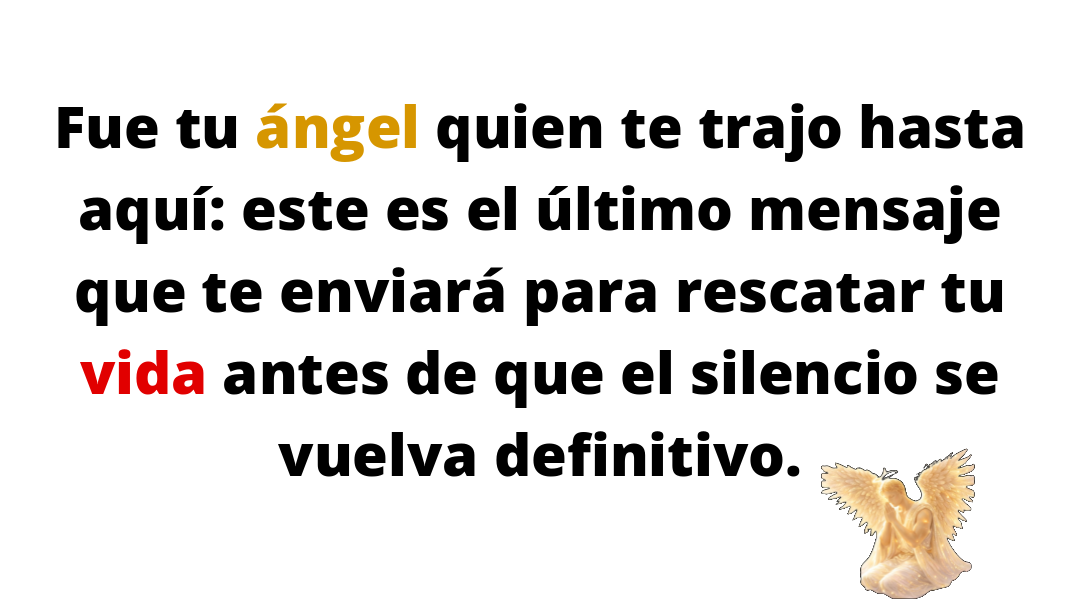 Fue tu ángel quien te trajo hasta aquí: este es el último mensaje que te enviará para rescatar tu vida antes de que el silencio se vuelva definitivo.